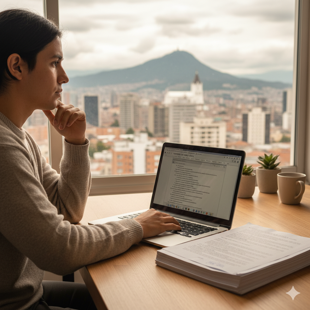 Autora hispanohablante preparando su manuscrito para la VI Convocatoria de ITA Editorial.